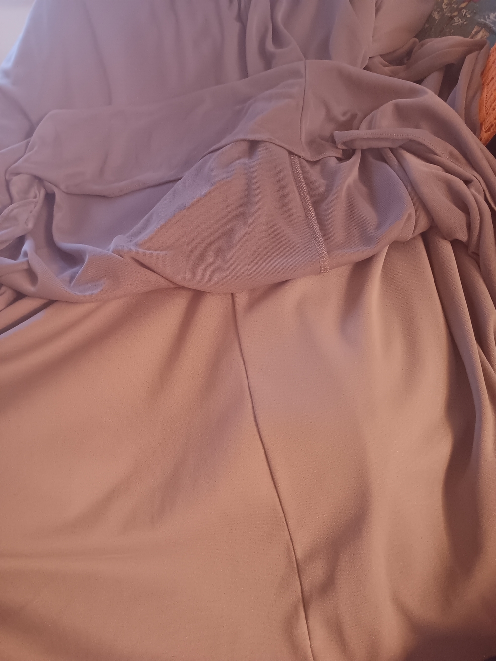 David's Bridal Taupe Lace Chiffon Cap Sleeve V Neck Open Back Formal Dress 10 - Picture 6 of 8